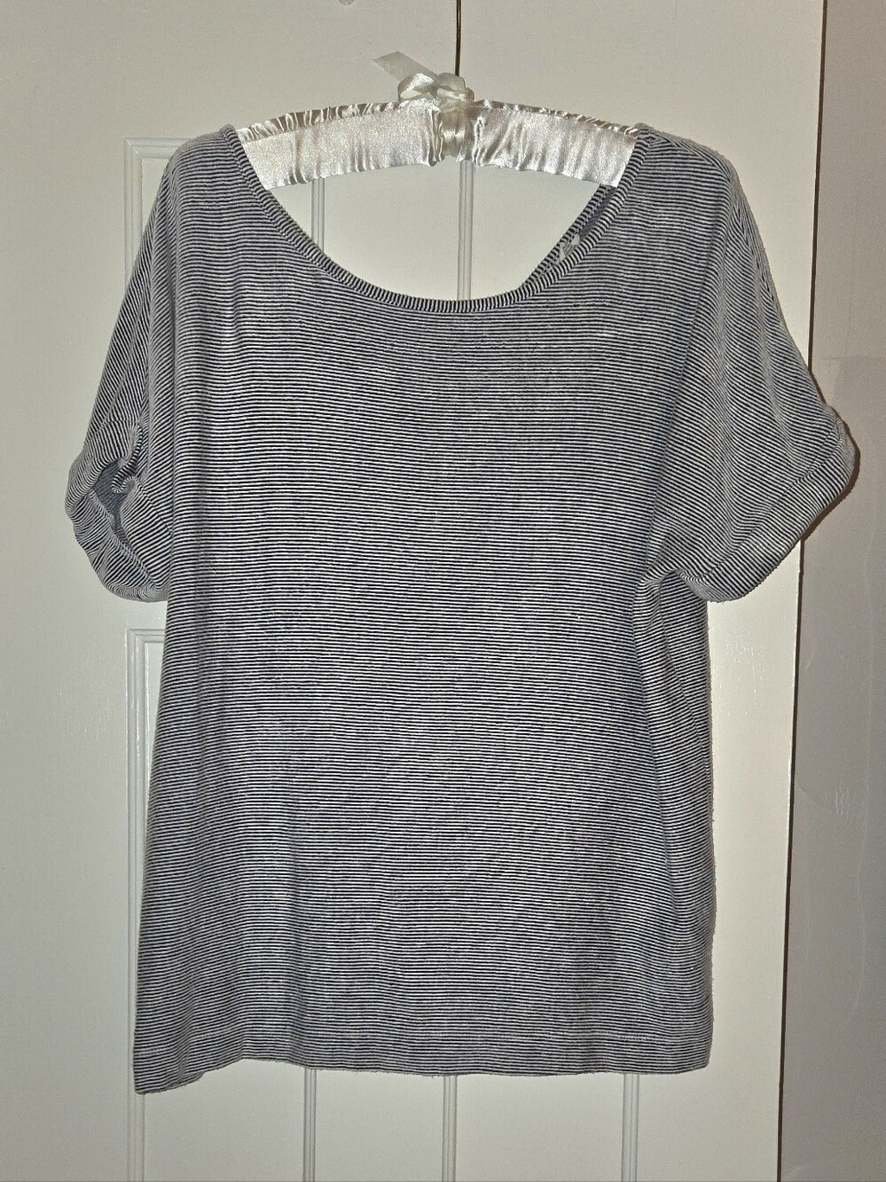 Christian Siriano Blue & White Striped Knit Top